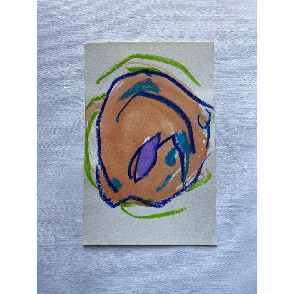 O Original Abstract Art Painting Mixed Media Modern Colorful Small‎ 5.5x8.5 Inch